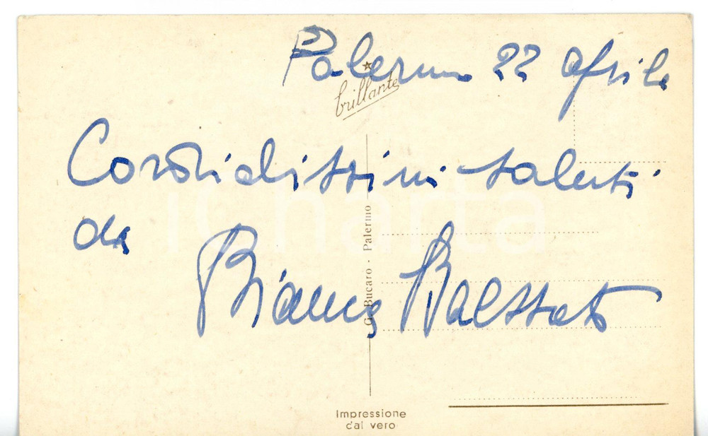 1950 ca PALERMO Cantante lirica Bianca BAESSATO - Cartolina con AUTOGRAFO FP NV