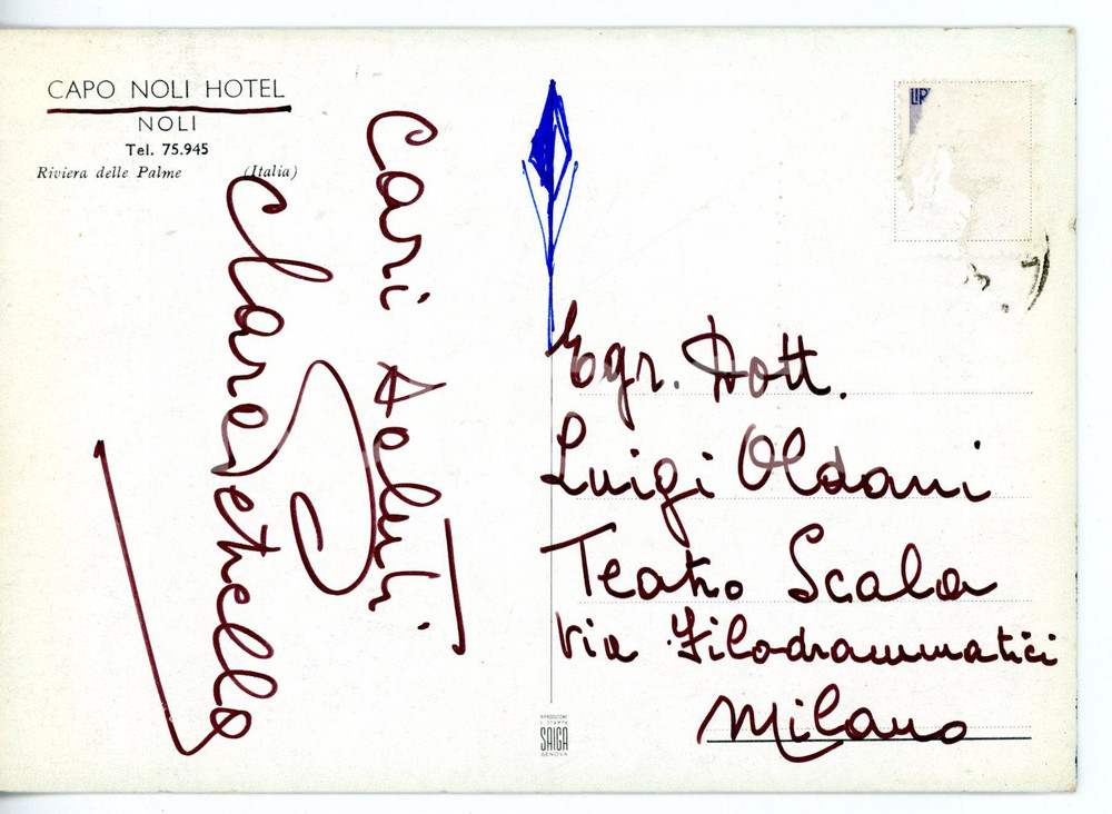 1955 ca NOLI - LIRICA Soprano Clara PETRELLA *Cartolina con AUTOGRAFO FG