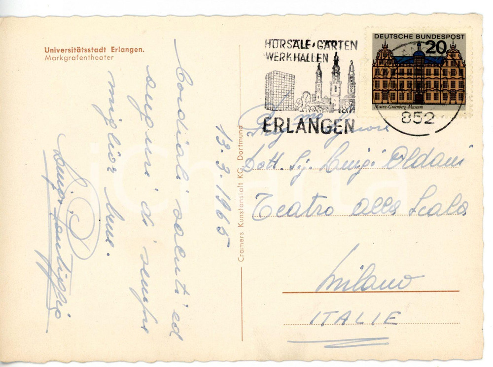 1965 ERLANGEN LIRICA Tenore Luigi PONTIGGIA *Cartolina con AUTOGRAFO FG - VG