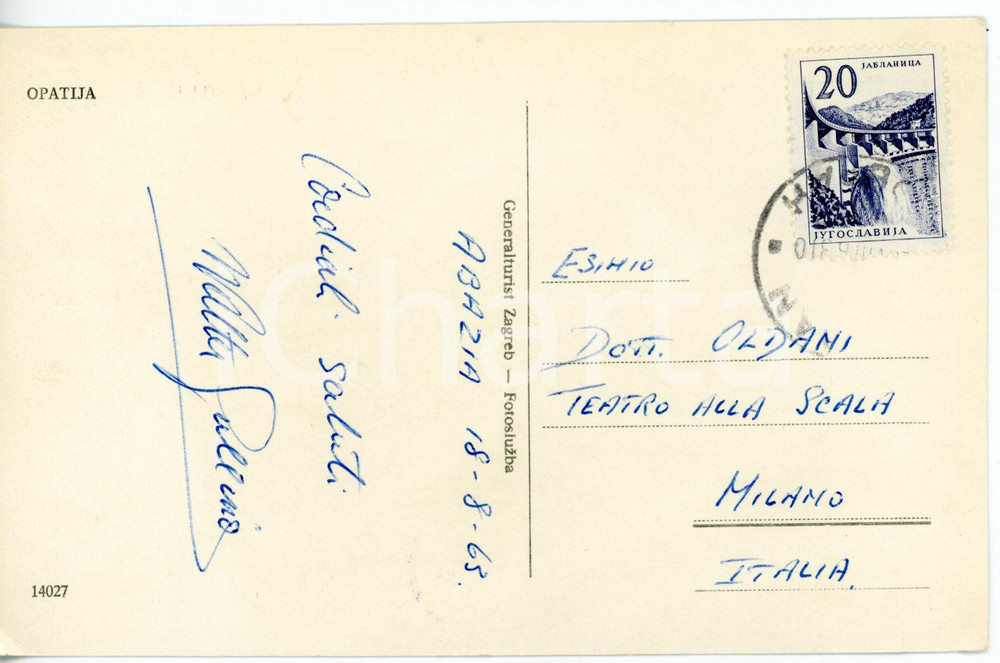 1965 ca ABBAZIA - LIRICA Tenore Walter GULLINO - Cartolina con AUTOGRAFO FP VG