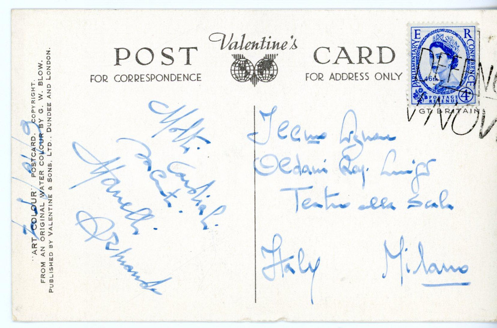 1957 NEWCASTLE UPON TYNE LIRICA Baritono Armando MANELLI - Cartolina AUTOGRAFA