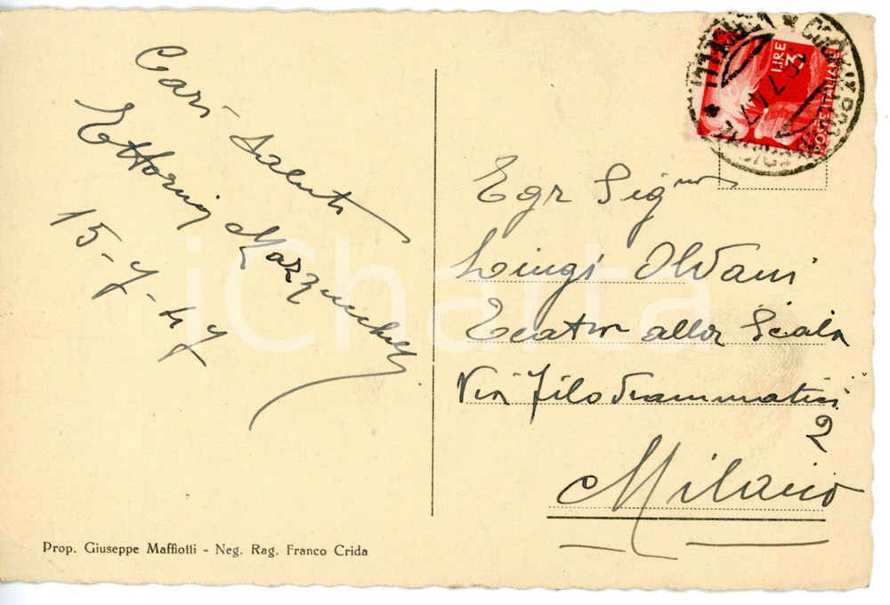1947 CAMBURZANO TEATRO Ballerina Ettorina MAZZUCCHELLI - Cartolina con AUTOGRAFO