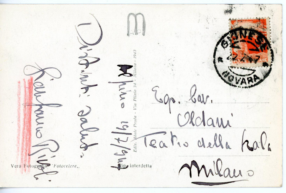 1947 GIGNESE LIRICA Direttore d'orchestra Gianfranco RIVOLI *Cartolina AUTOGRAFA