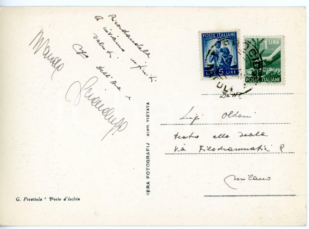 1949 NAPOLI - DANZA Ugo DELL'ARA / Wanda SCIACCALUGA *Cartolina con AUTOGRAFO