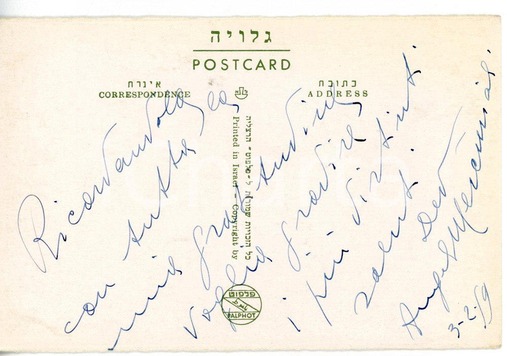 1959 GERUSALEMME LIRICA Tenore Angelo MERCURIALI - Cartolina con AUTOGRAFO FP NV