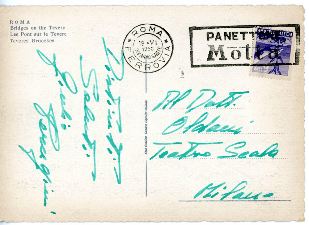 1950 ROMA - DANZA Ballerino Giulio PERUGINI *Cartolina con AUTOGRAFO FG VG