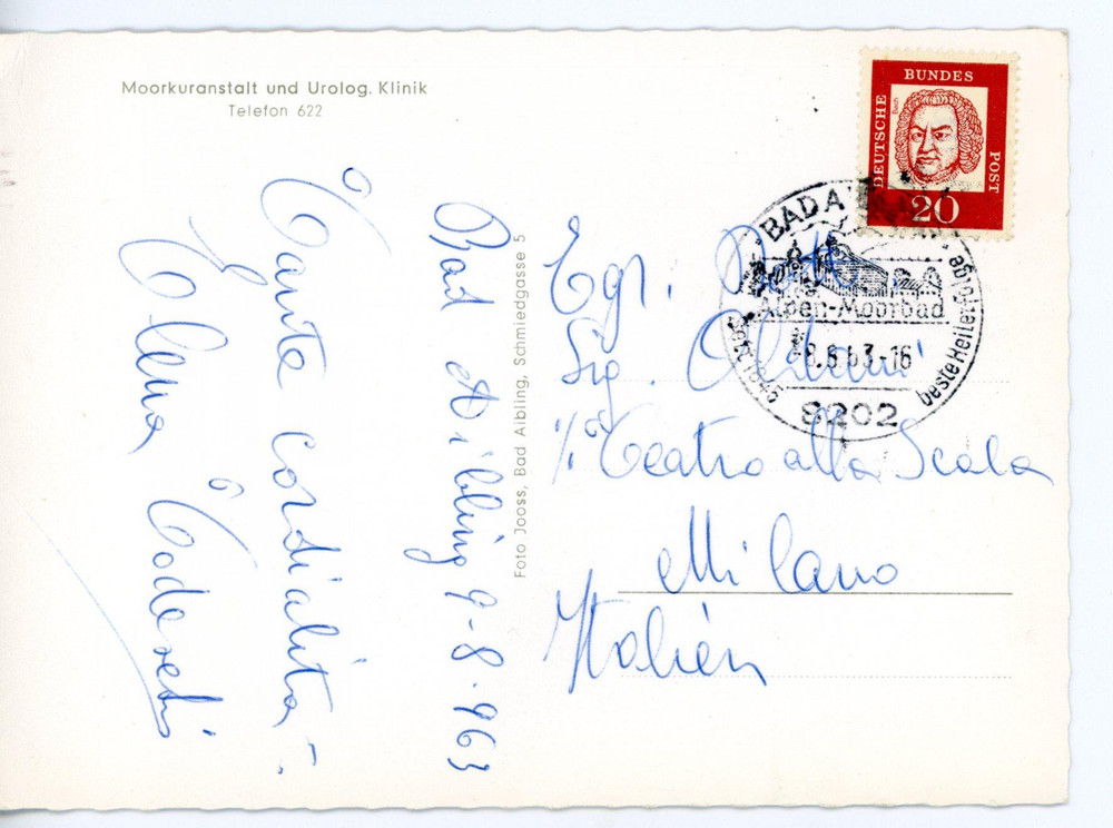 1963 BAD AIBLING - LIRICA Soprano Elena TODESCHI *Cartolina con AUTOGRAFO FG VG