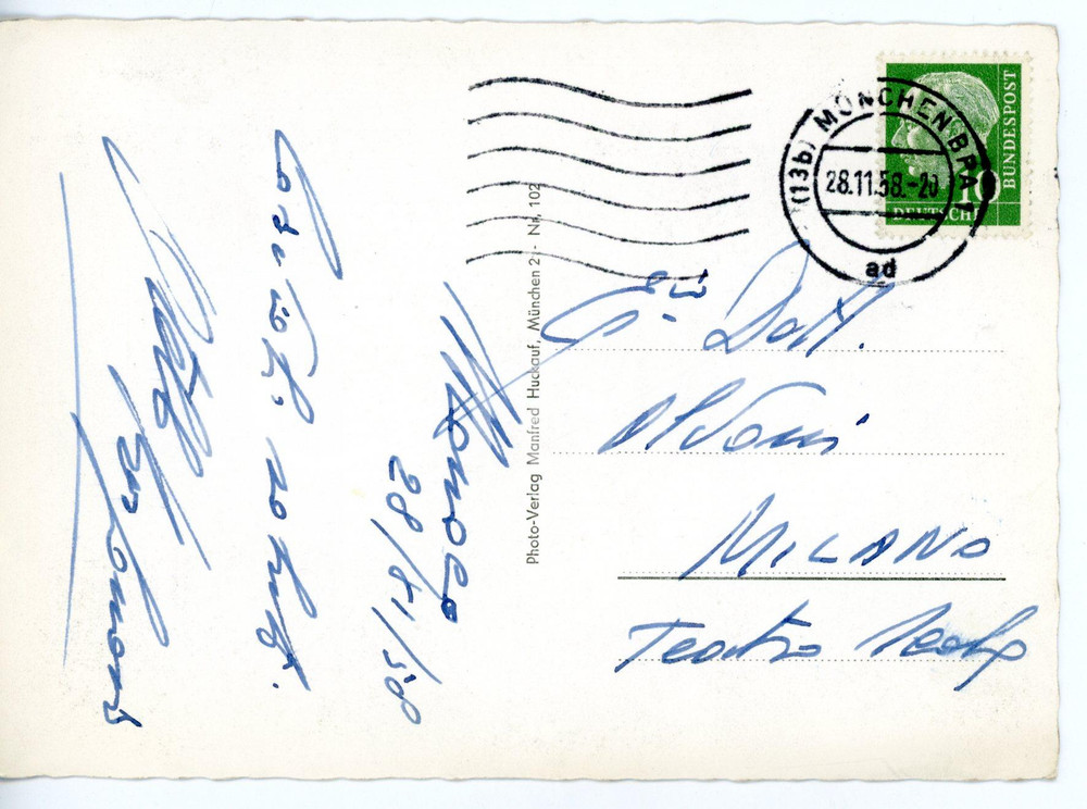 1958 MONACO - LIRICA Baritono Otello BORGONOVO *Cartolina con AUTOGRAFO FG VG