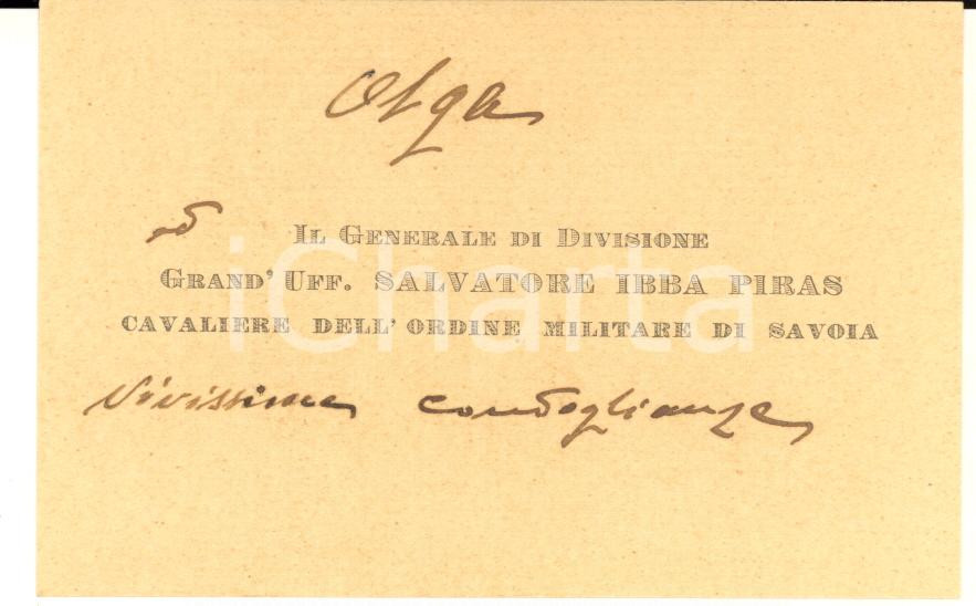 1910 ca s. l. Olga e Salvatore IBBA PIRAS - Biglietto per condoglianze