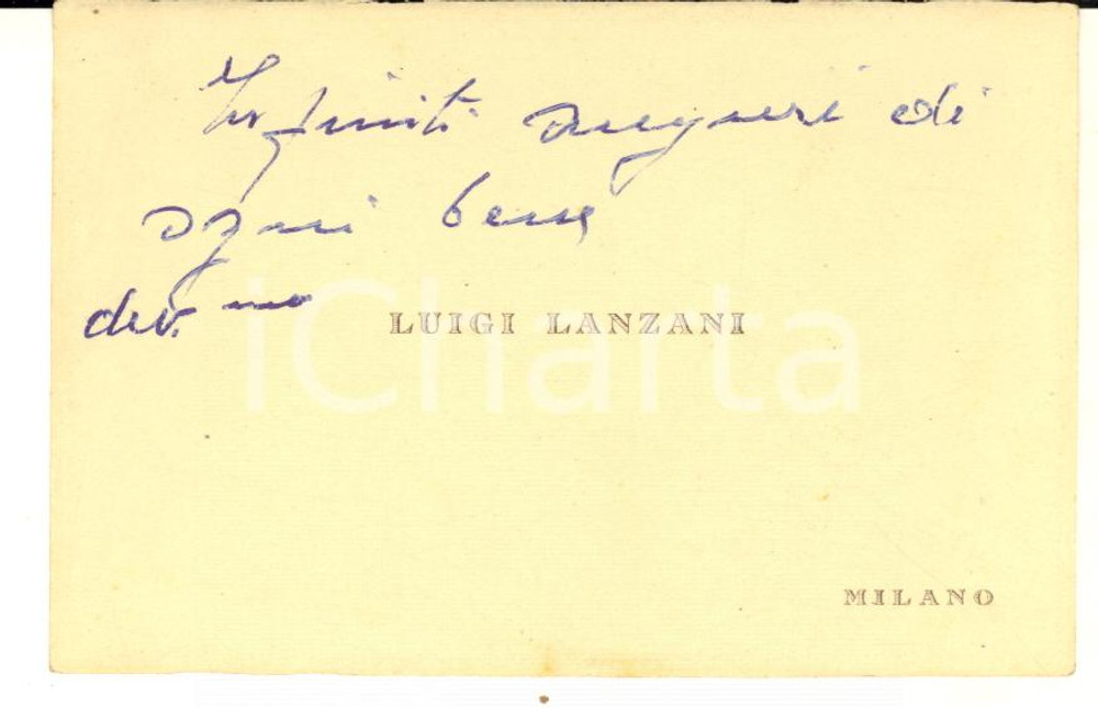 1950 ca MILANO Luigi LANZANI - Biglietto da visita AUTOGRAFO