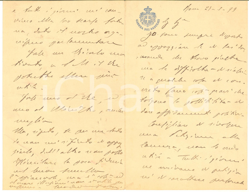 1899 ROMA On. Domenico POZZI e le petizioni particolari ai politici - AUTOGRAFO
