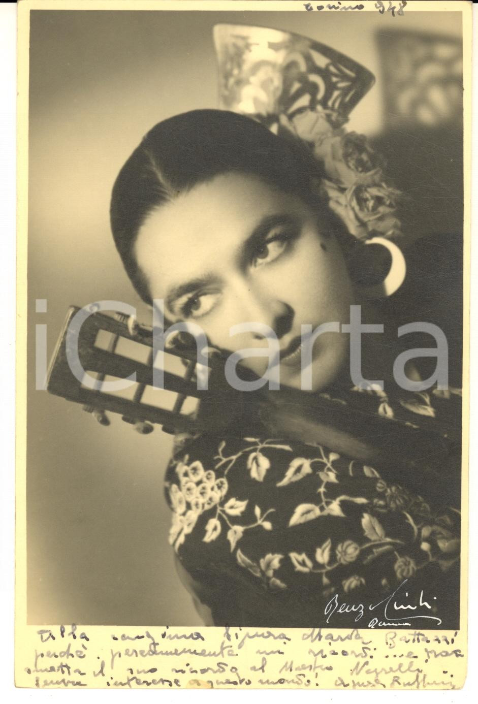 1948 TORINO Agnese RUFFINI in costume spagnolo - Foto con dedica 11x17 cm