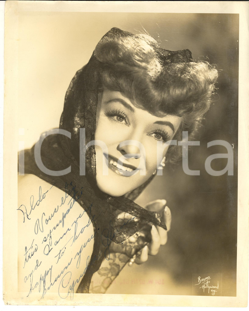 1940 ca USA Portrait of actress Cynda GLENN - Photo Bruno SIGNED 20x25 cm