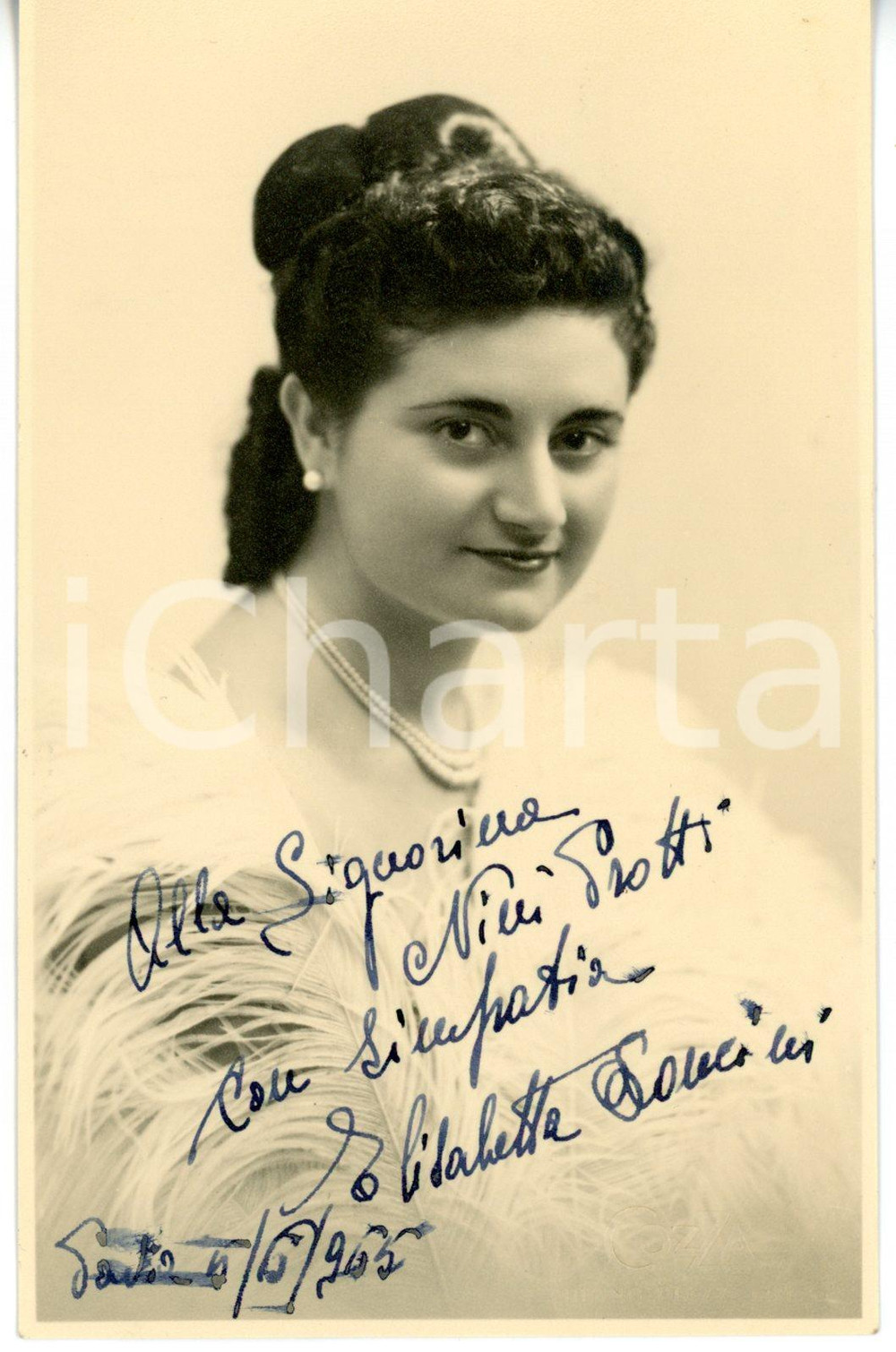 1955 MILANO Ritratto di Elisabetta SONCINI - Foto seriale COZZA con AUTOGRAFO
