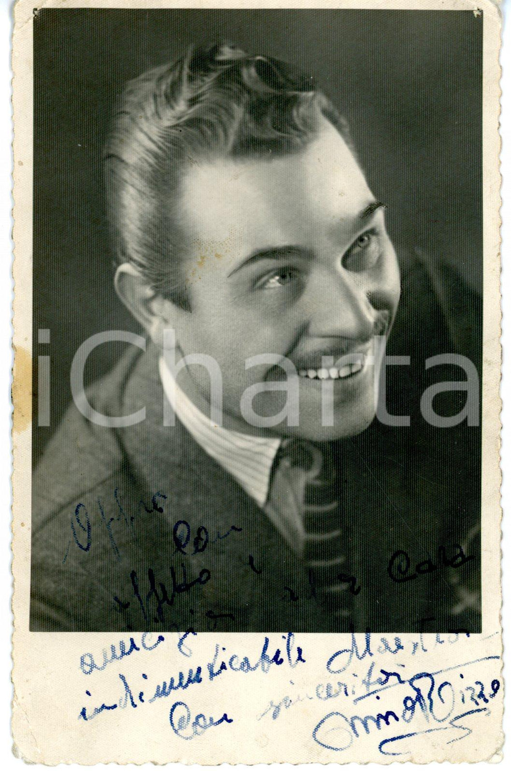 1945 ca Ritratto di Nino RIZZO - Fotocartolina VINTAGE con AUTOGRAFO - FP NV
