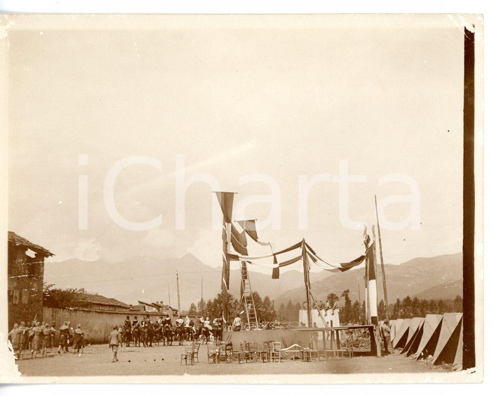 1920 ca AREA PIEMONTESE Corteo a cavallo per carosello storico - Foto 11x9 cm