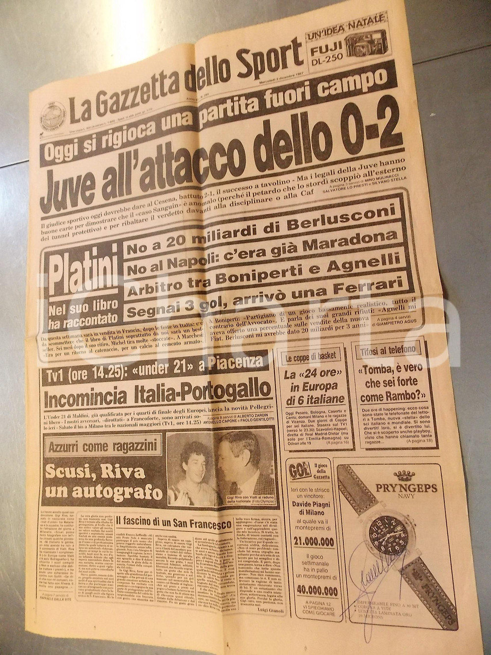 1987 LA GAZZETTA DELLO SPORT - Giornale con autografo Francesco MOSER - n° 284