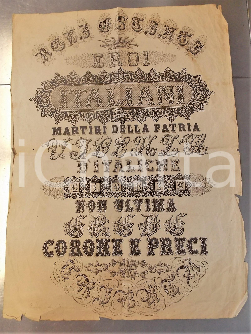 1880 ca VICENZA Agli estinti eroi italiani martiri della patria - Manifesto 48x68