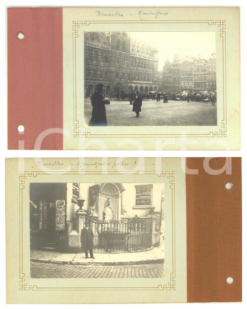 1910 ca BRUXELLES Municipio - Manneken Pis - Lotto 2 foto VINTAGE ANIMATE