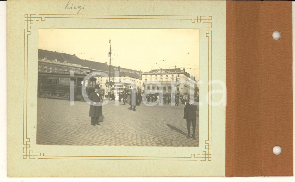 1910 ca LIÈGE Place Saint-Lambert - Foto VINTAGE ANIMATA Tram 17x10,5
