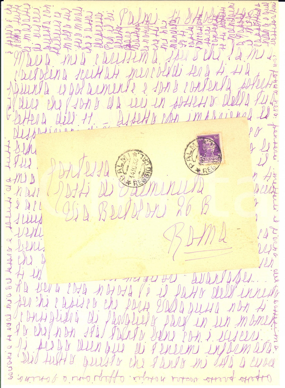 1933 PALMI Famiglia ZEZZA - Lettera a Maria ZEZZA TOSTI DI VALMINUTA - Autografo