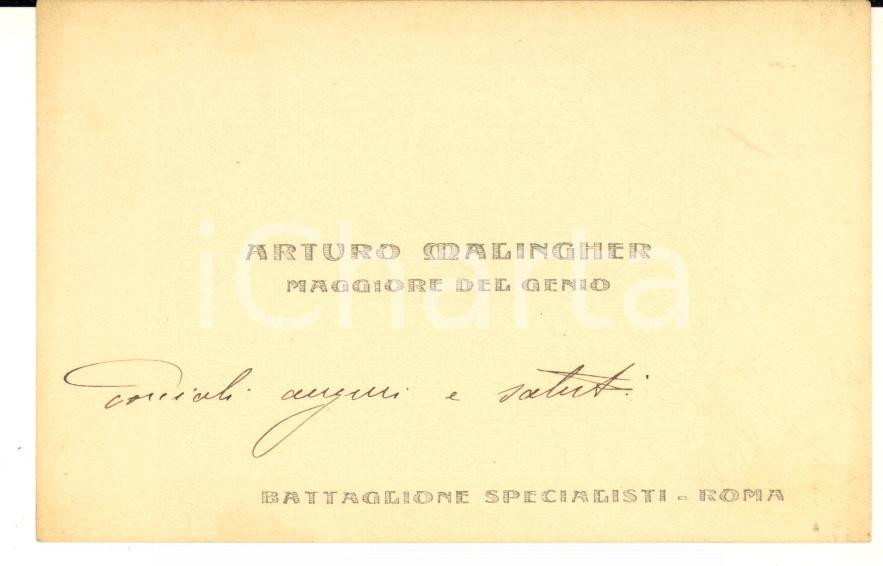 1910 ca ROMA Arturo MALINGER Maggiore GENIO - Battaglione Specialisti *Biglietto
