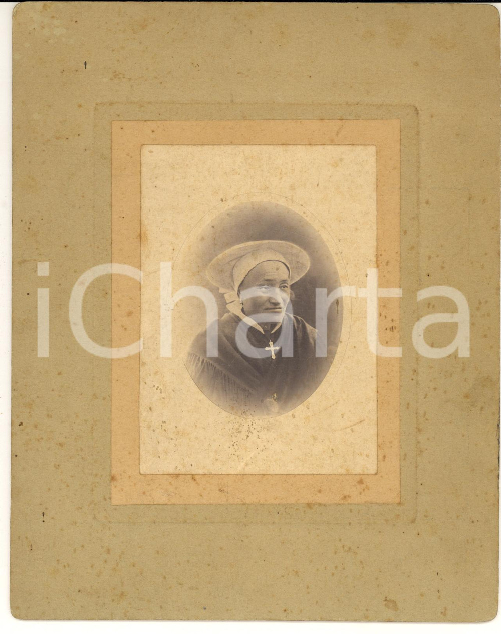 1910 ca COSTUMI VALLE PELLICE Ritratto di donna - Fotografia 16x20 cm