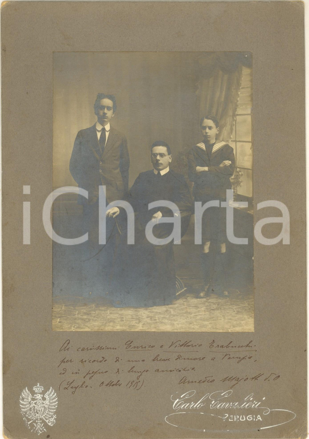 1915 PERUGIA Ritratto di don Amedeo MAJOTTI - Foto Carlo CAVALIERI 18x25 cm