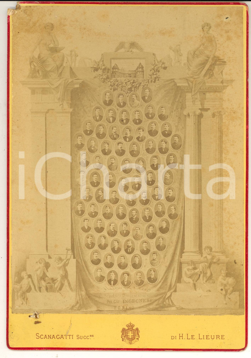 1890 ca TORINO Regia Scuola Applicazione INGEGNERI - Foto ritratti 17x25 cm