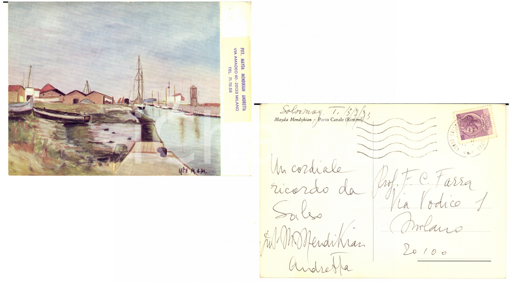 1973 SALSOMAGGIORE Cartolina Mayda MENDIKIAN ANDRETTA pittrice - AUTOGRAFO