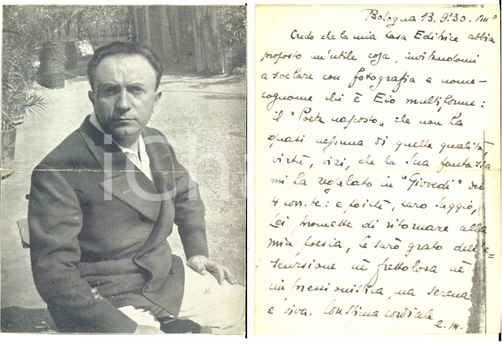 1930 BOLOGNA Giovanni GOLINELLI "Eio multiforme" - Stampa con AUTOGRAFO