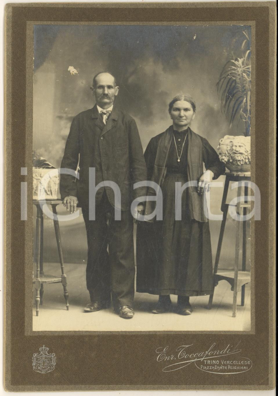 1910 ca TRINO VERCELLESE Ritratto di una coppia di sposi - Foto TOCCAFONDI 12x17