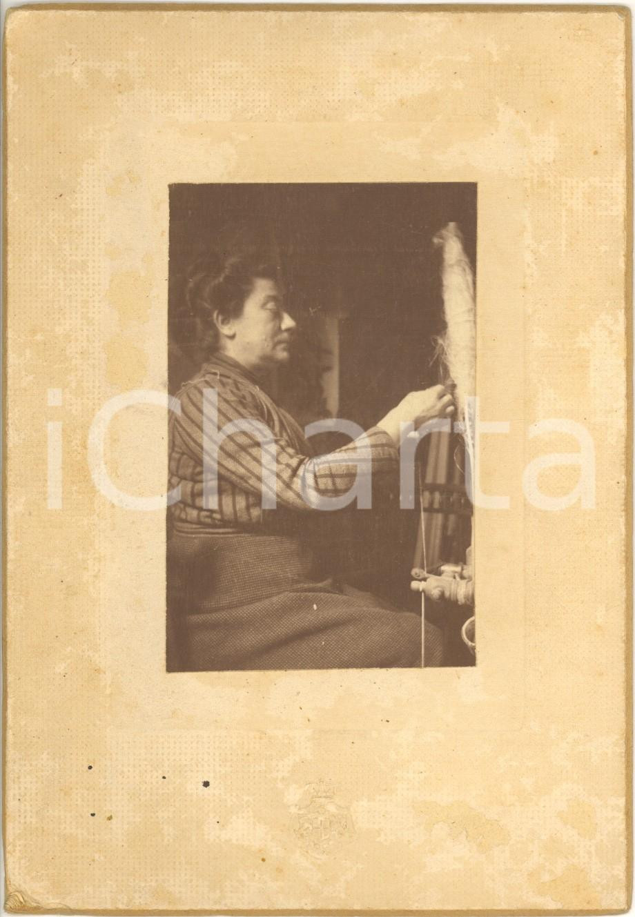 1914 TORINO Ritratto di Elvira REYNAUD all'arcolaio - Foto VINTAGE 12x17 cm