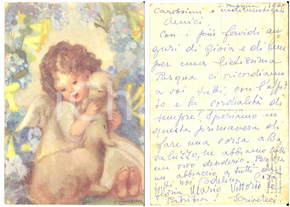 1960 Pittrice Adelina ZANDRINO - Cartolina con firma AUTOGRAFA - Bozzetto