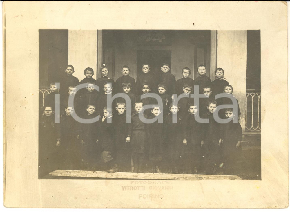 1930 ca POIRINO Classe elementare maschile - Foto Giovanni VITROTTI 18x13 cm