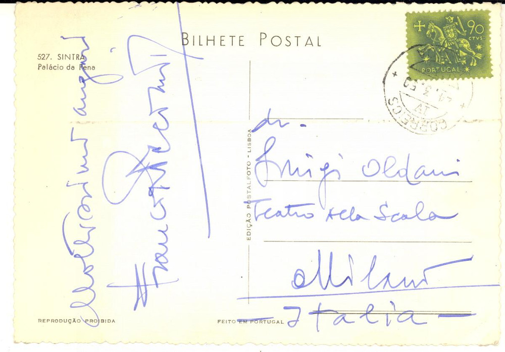 1959 SINTRA Cartolina musicista Franco RICCARDI a Luigi OLDANI - AUTOGRAFO FG VG