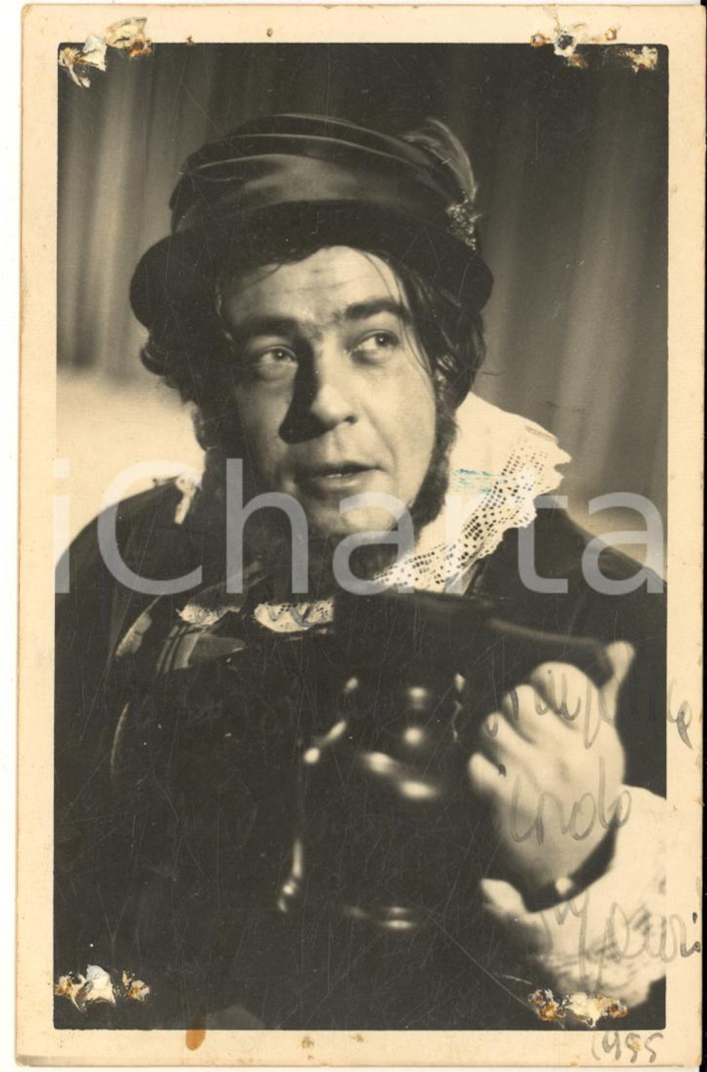 1955 TEATRO Ritratto di Glauco MAURI in scena - Foto seriale con AUTOGRAFO