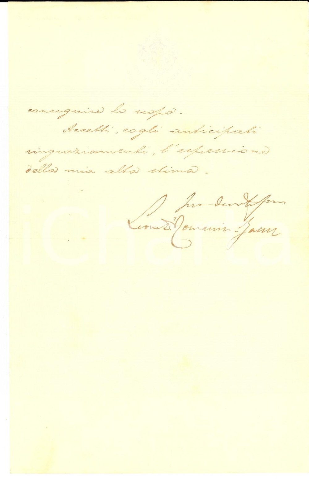1889 ROMA Lettera on. Leone ROMANIN JACUR per raccomandazione - Autografo