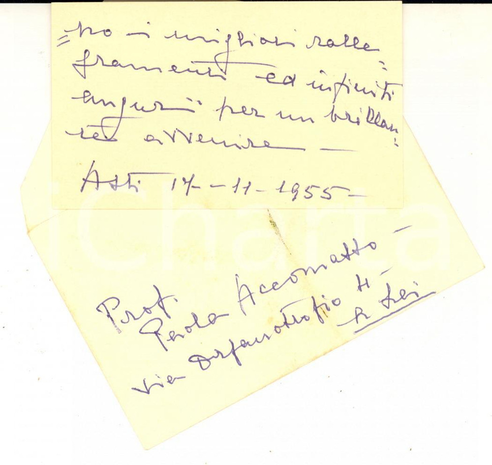 1955 ASTI Contessa Annamaria SCARAMPI RICCARDI - Biglietto AUTOGRAFO per auguri