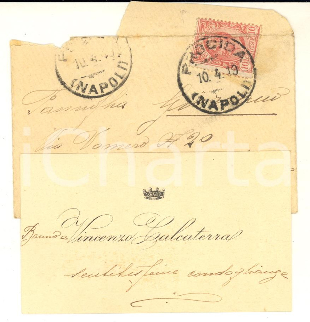 1919 PROCIDA Bruno e Vincenzo CALCATERRA - Biglietto AUTOGRAFO condoglianze