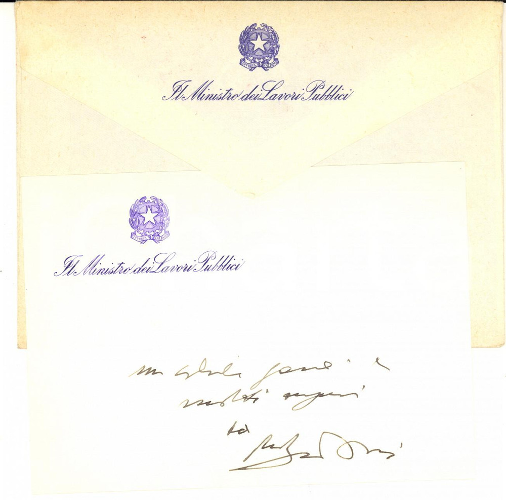 1976 ROMA Biglietto Pietro BUCALOSSI Ministro Lavori Pubblici - Autografo