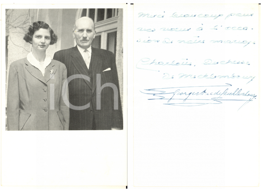 1956 Giorgio e Carlotta di MECLEMBURGO - Foto seriale con AUTOGRAFI per nozze