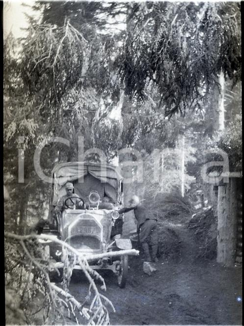 6X4cm NEGATIVO ORIGINALE *1915ca WW1 ESERCITO ITALIANO Camion per rifornimento