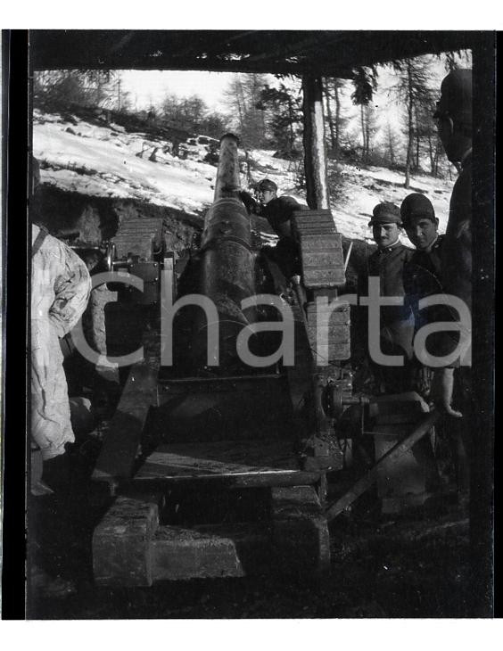 6X4cm NEGATIVO ORIGINALE *1915ca WW1 ESERCITO ITALIANO In posa con obice 149/35