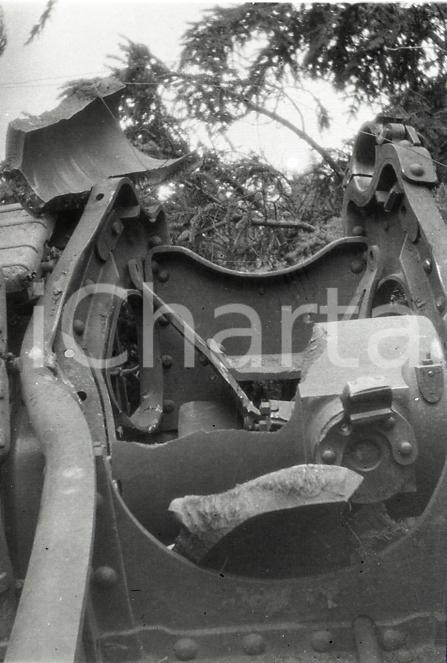 6X4cm NEGATIVO ORIGINALE * 1915ca WW1 ESERCITO ITALIANO Affusto di obice colpito