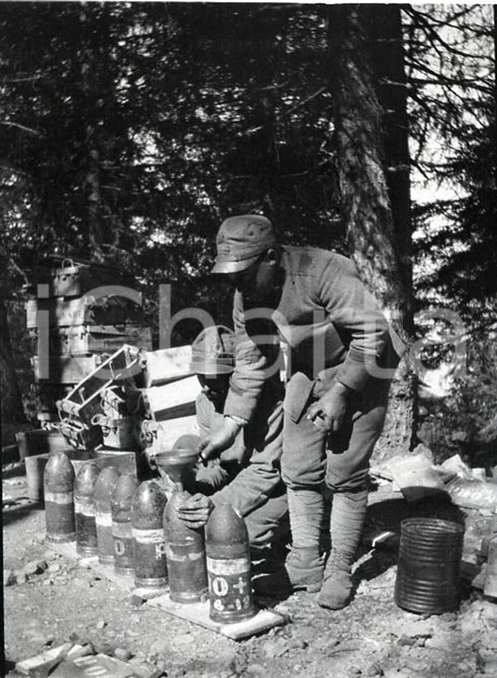 6X4cm NEGATIVO ORIGINALE * 1915ca WW1 ESERCITO ITALIANO Preparzione di munizioni