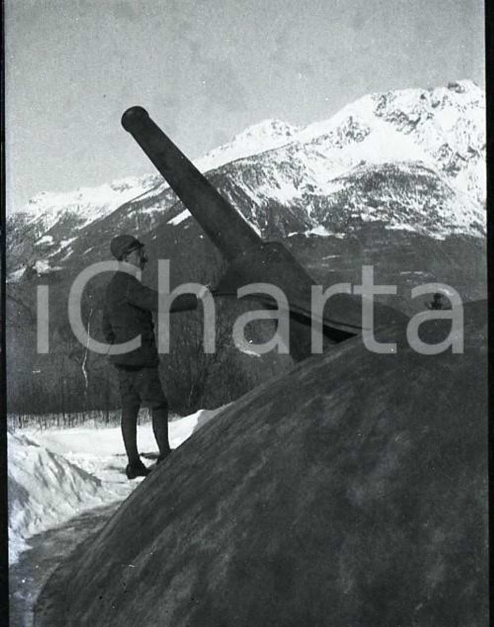 6X4cm NEGATIVO ORIGINALE * 1915ca WW1 ESERCITO ITALIANO Torretta con cannone (2)
