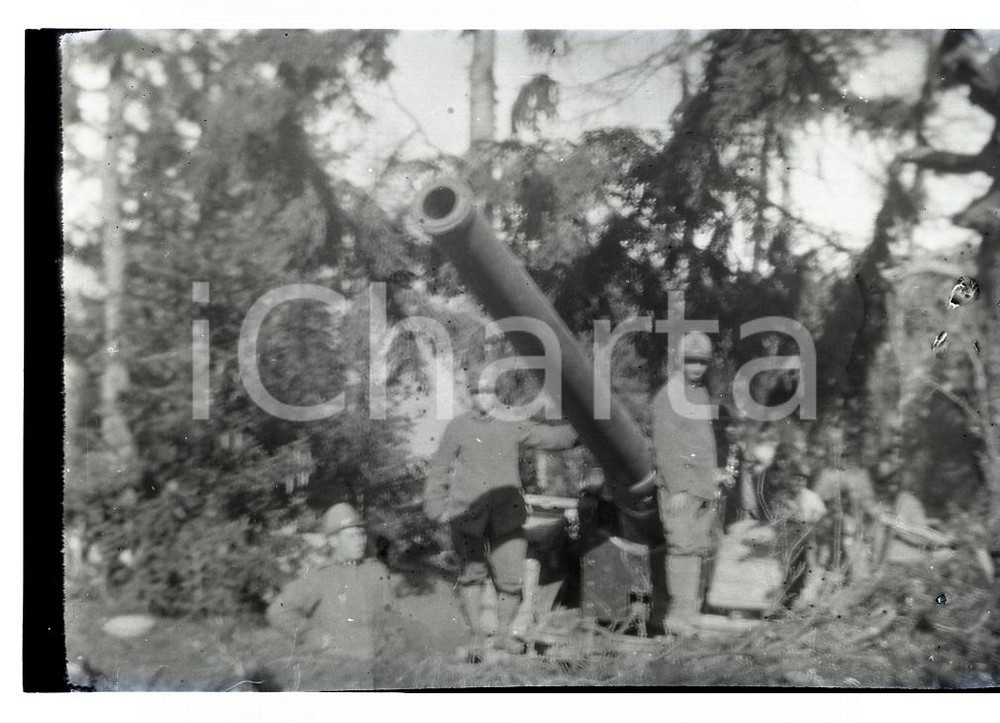 Fotografia d epoca originale 1915ca WW1 ESERCITO ITALIANO Postazione Obice 149/35 6X9cm NEGATIVO ORIGINALE 1