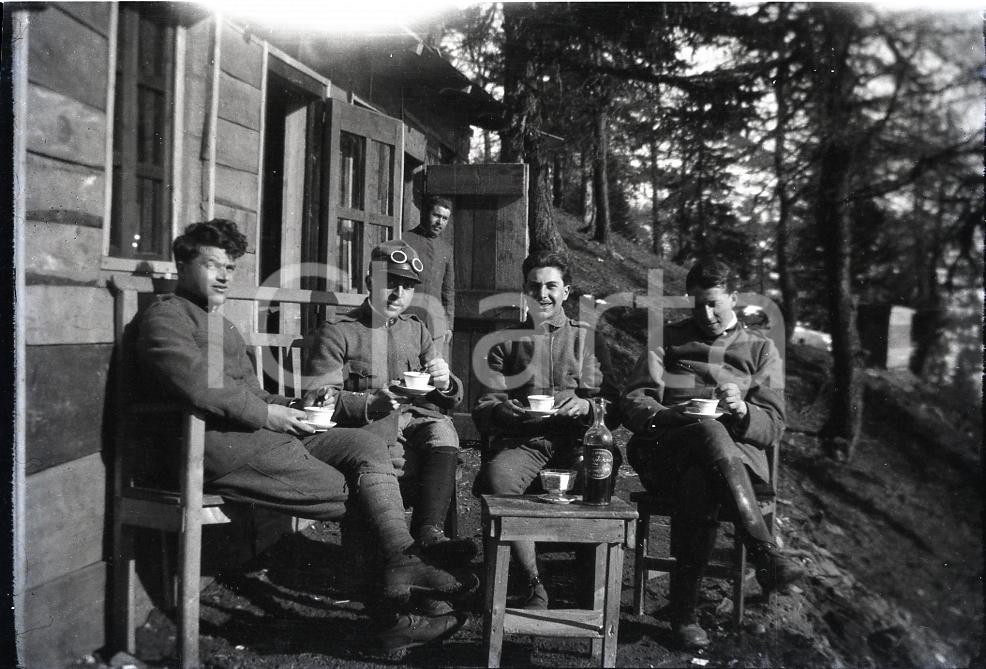 Fotografia d epoca originale 1915ca WW1 ESERCITO ITALIANO Ristoro per ufficiali 6X9cm NEGATIVO ORIGINALE 2 1