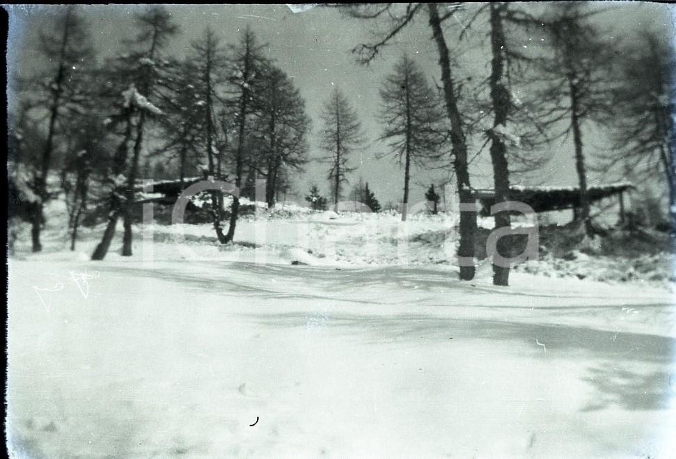Fotografia d epoca originale 1915ca WW1 ESERCITO ITALIANO Postazioni tra la neve 6X9cm NEGATIVO ORIGINALE 1